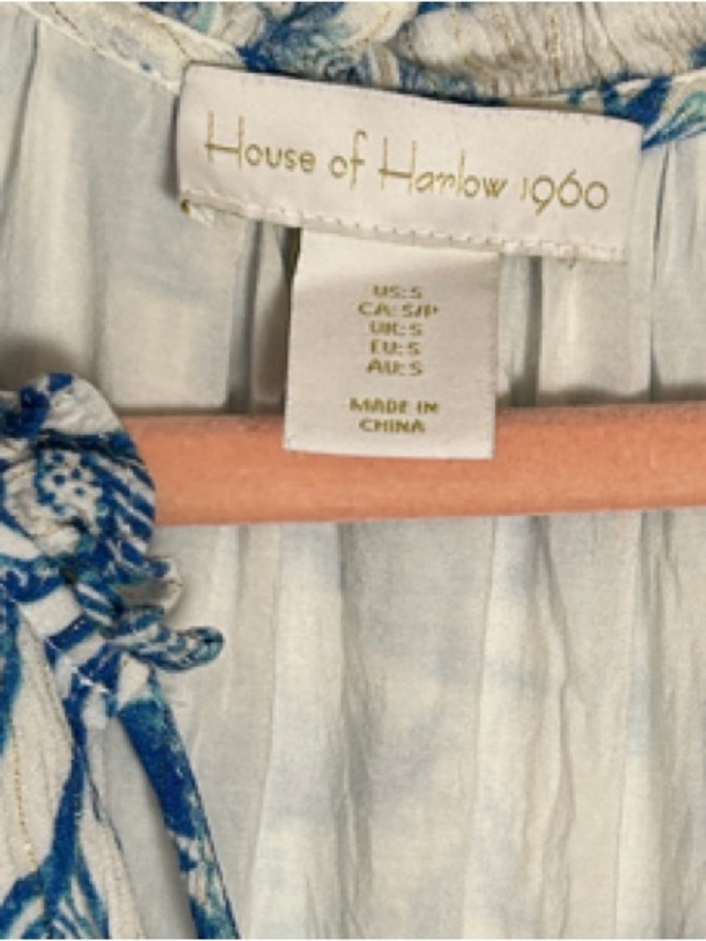 House of Harlow 1960 Blue White Boho Floral Tassel Mini Dress - Picture 2 of 8
